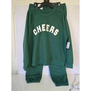 SONOMA‎ Goods for Life Womens Green Cheers Sweatshirt Jogger Set XL